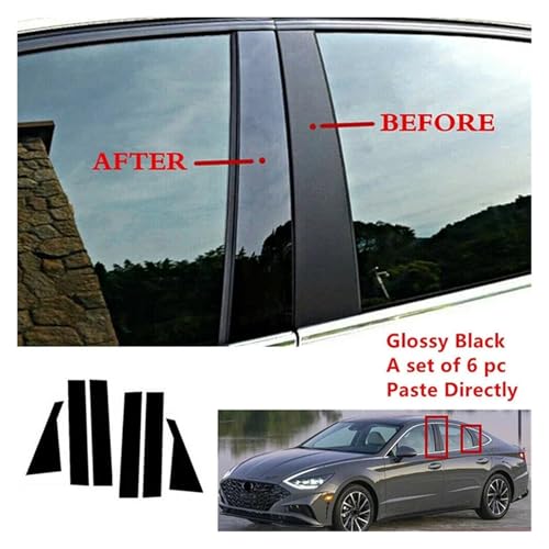 Pegatinas para postes pilar puerta ventana coche Hyundai Sonata 2020-2023, pack de 6 uds 3