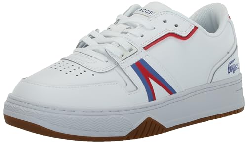 Lacoste Men's L001 Sneaker, White/Red/Blue, 8.5
