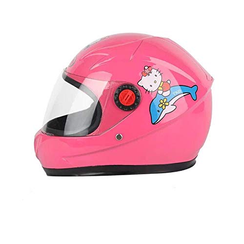 Casque intégral Moto Casque intégral Enfant Moto électrique Casque de sécurité Chaud pour bébé Collier Enfant, Rose