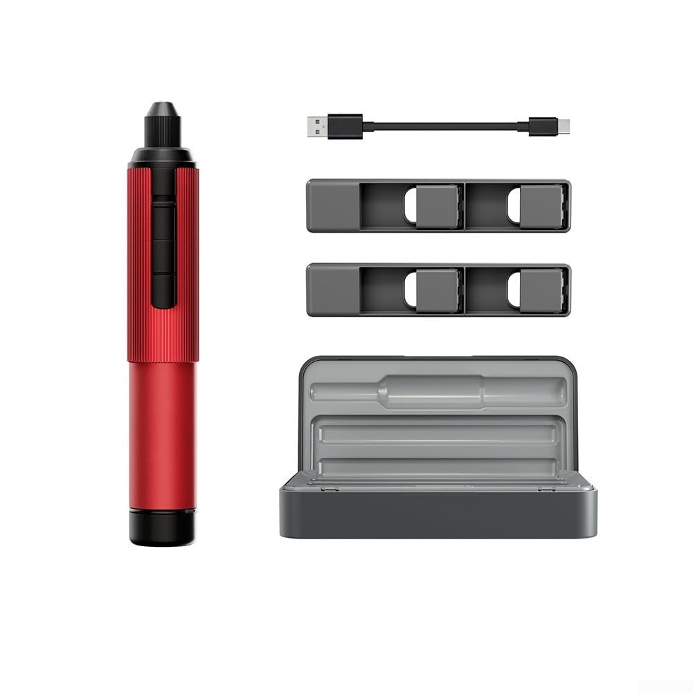 Trapano elettrico di precisione e levigatrice con mandrino magnetico a cambio rapido per modellismo, strumento rotante leggero ricaricabile con funzione Dual Mode e ricarica USB C, colore rosso