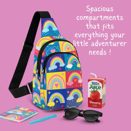 Image of Cots and Cuddles 1pc Rainbow Print Colourful Cross body Bags for Boys and Girls Kids School, Picnic, Return Gifts, Office