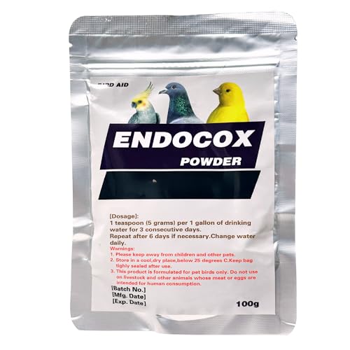 Crown Pet Supplies Endo-COX Powder Medicine for Pigeons, Canary, Finches, Parakeet, Cockatiels, Parrots, Cage Small Birds, & Aviary Birds