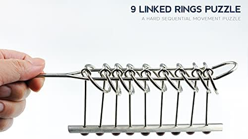 KAILIMENG Adult Puzzles - 9 Linked Rings Brain Games - Brain Teasers for Adults and Kids - Classical Chinese Metal Trick IQ Toy 2 41KwNeihCLS. AC
