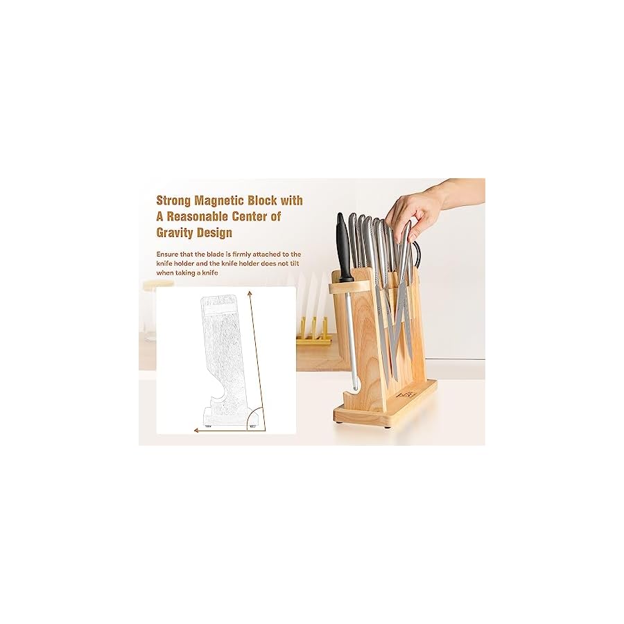 SYOKAMI Kitchen Knife Set, 14 Pieces Japanese Style Knife Block Set with Magnetic Holder, High Carbon Stainless Steel Ultra Sharp Knives for kitchen with Ergonomic Handle and Sharpener, Black Dot