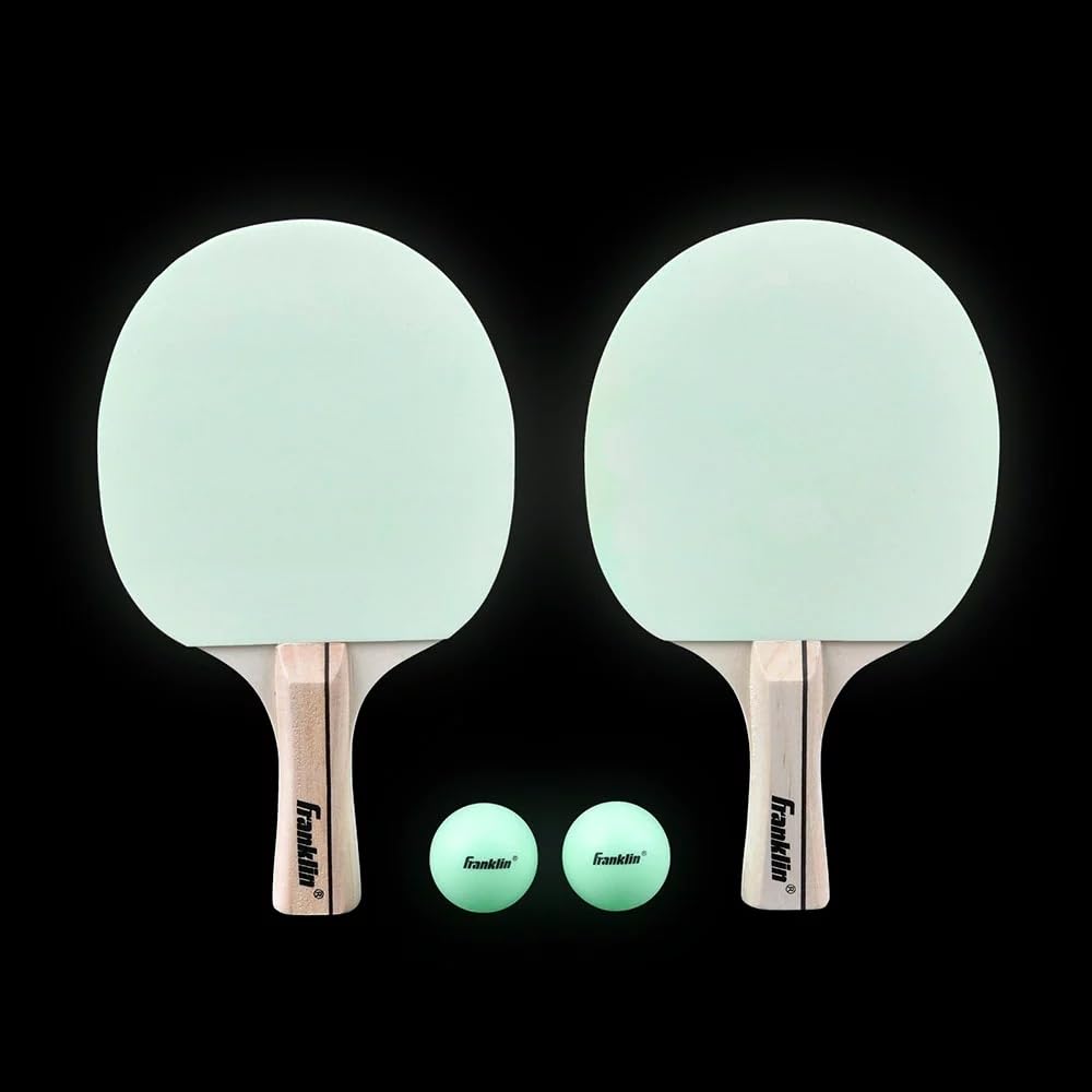 Franklin Sports Red de tenis de mesa LED y palas y pelotas brillantes, portátil y fácil de instalar, que se adapta a la mayoría de mesas de ping pong, ideal para diversión familiar o juego profesional