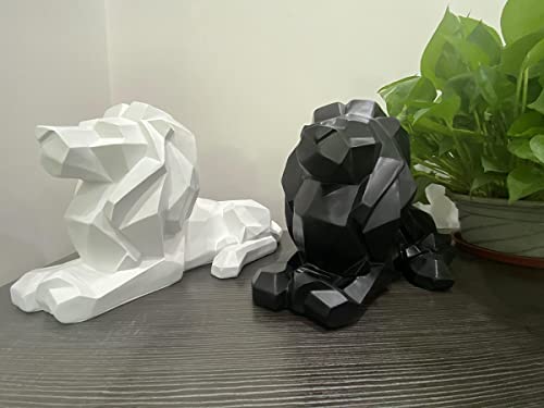 Semeid Geometric Lion Statue Animal Sculpture,Modern Art 13.9”Geometric Lion Statue,Lion Sculpture For Home,Office Decor (Black) #TOP5