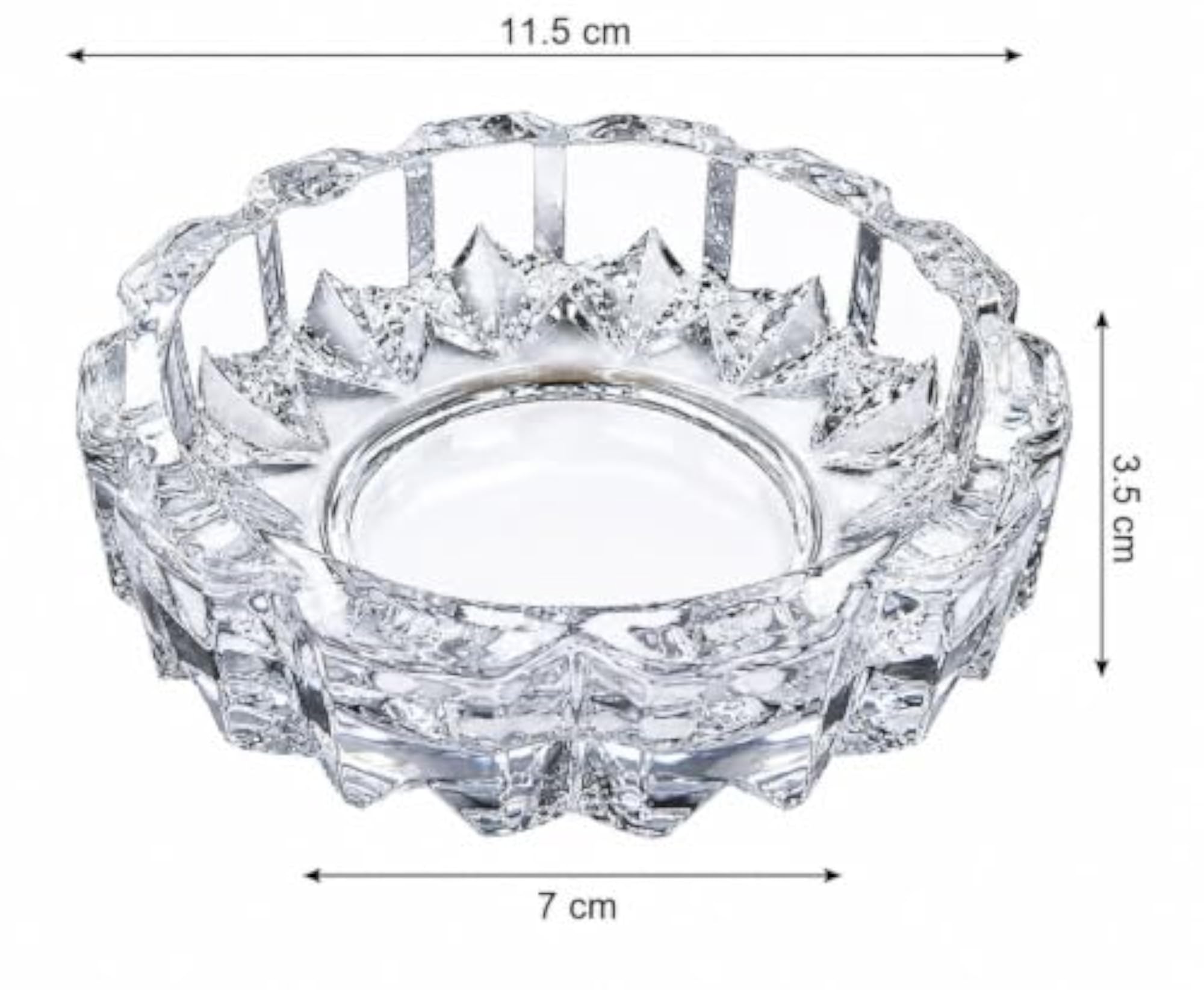 Clear Glass Ashtray with Decorative Crystal Design