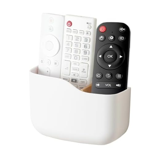 SUNFICON Adhesive Remote Control Holder Wall Mount Media Player Controller Holder Universal TV Remote Organizer Caddy Box Tray Hollow Bottom Slot Easy Phone Charging Home Office Desk Nightstand White