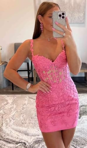 Short Lace Homecoming Dresses Tight Short Prom Dress for Teens Spaghetti Straps Mini Cocktail Gowns3