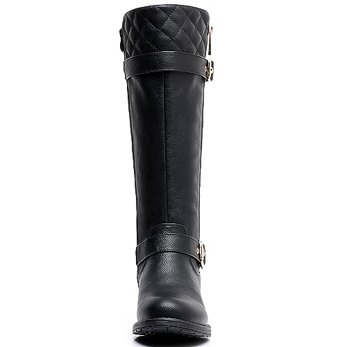 GLOBALWIN Women's Black Quilted Knee High Boots Low Heel Comfortable Fashion Dressy Riding Boots For Women Size 6M - image 6
