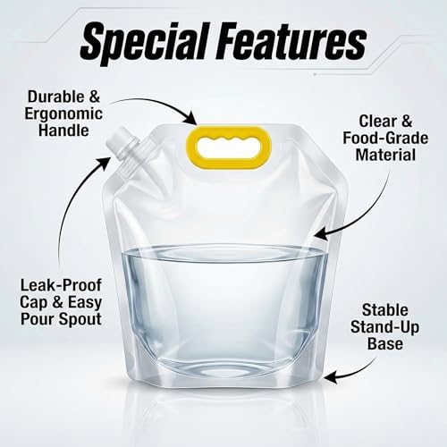 Image of Kraptick Portable Collapsible Water Storage Tank 5L Water Container with Handle and Leak-Proof Screw Cap, Reusable Foldable Drinking Water Carrier Bag for Camping & Emergency Use (Transparent)