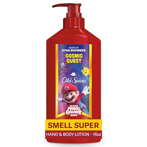 Image of Old Spice Hand and Body Lotion for All Skin Types, x The Super Mario Galaxy Movie, 24 /7 Lightweight Moisturization, Smell Super with Cosmic Quest, Scent of Star Showers, 16oz