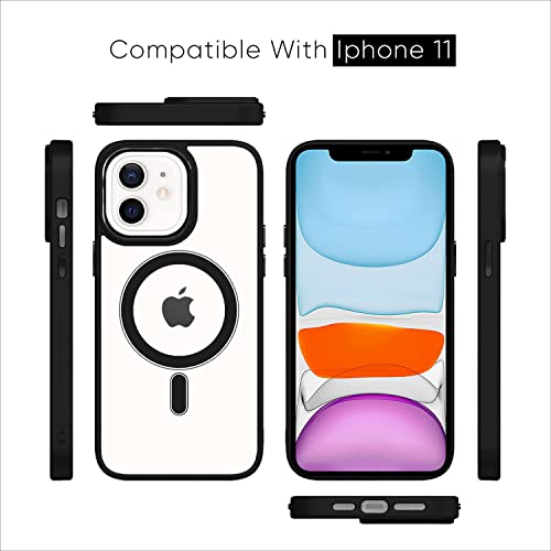 Image of Pikkme iPhone 11 Back Cover | Support Mag-Safe Wireless Magnetic Charging | Hybrid Crystal Clear Transparent Case for iPhone 11 [TPU + Polycarbonate] (Black)