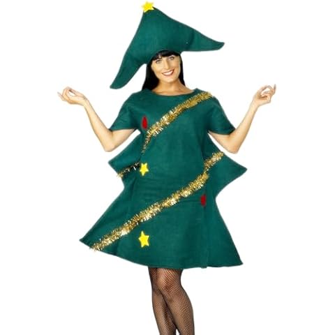 Smiffys Green Christmas Tree Costume with Hat Cover