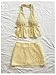 MakeMeChic Women's 2 Piece Y2k Outfits Backless Halter Crop Tops and Bodycon Skirt Set Yellow Small