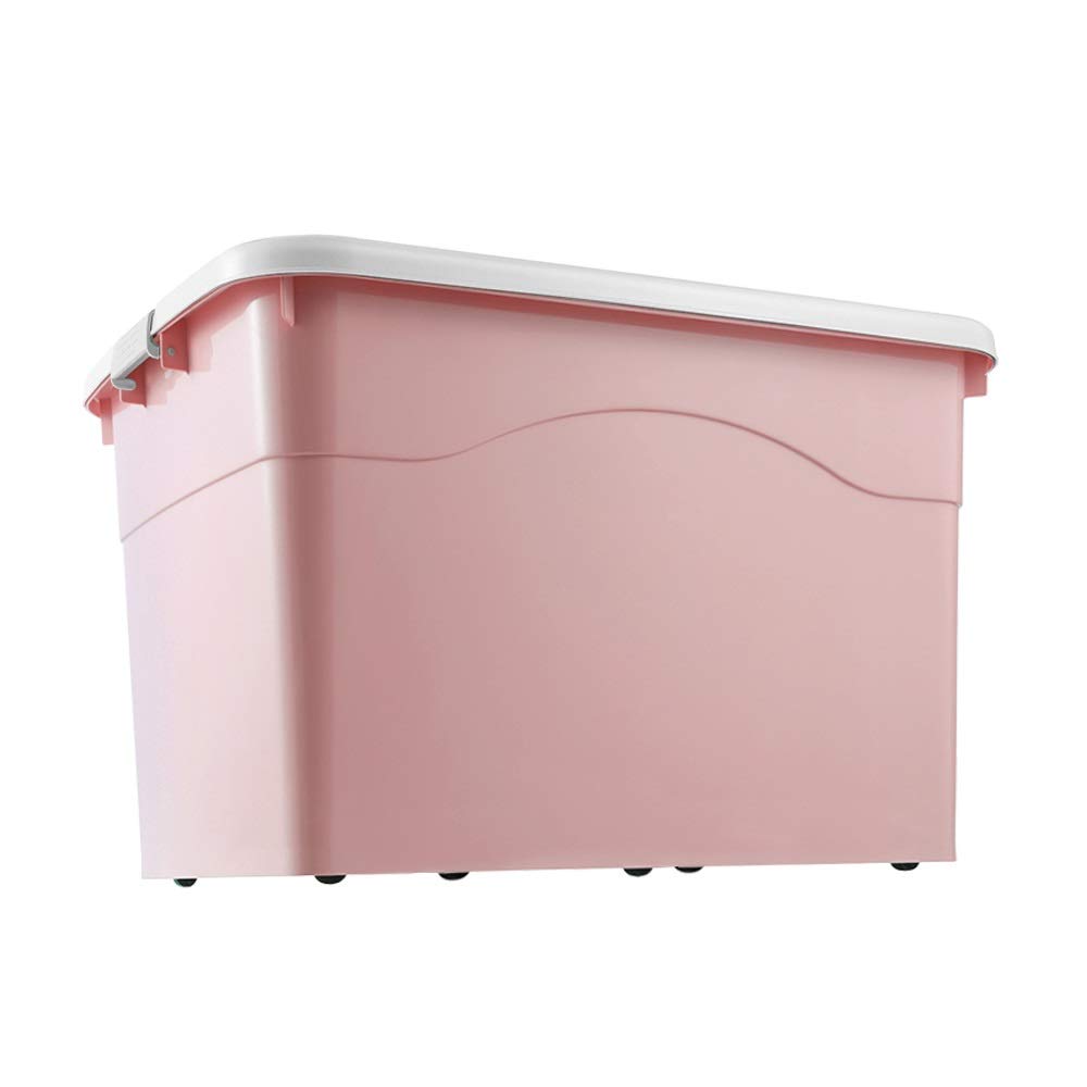 ETRGFTHU Thickened Storage Box Household Plastic Clothes Storage Box Moving Storage Box Toy Storage Box With Lid Wardrobe Dustproof Finishing Box(Pink,63.5x46.5x37.5cm)