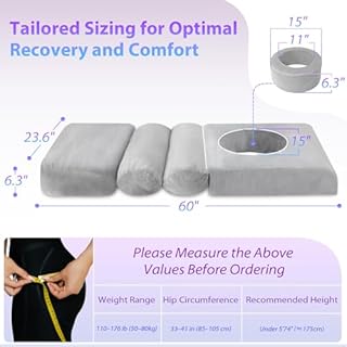 HOMCA BBL Bed After Surgery for Sleeping, Ergonomic BBL Pillow After Surgery with Hole, High Density Foam Brazilian Butt Lift Recovery Pillow with Removable Cover, BBL Recovery Must Haves(67x22x6.3in)