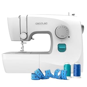 Cecotec BelleCouture 1500 Elite Nähmaschine für Anfänger, 15 Stiche, manuelles Knopfloch in 4 Schritten, verstellbarer Knopflochfuß, verstellbare Fadenspannung und Zubehör-Set