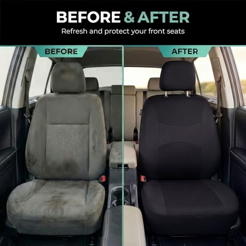 FH Group Car Seat Covers Front Set Black Cloth -Seat Covers for Low Back Car Seats with Removable Headrest,Universal Fit,Automotive SeatCover,Airbag Compatible Car Seat Cover for SUV,Sedan,Van by FH GROUP - Used condition - Image 9