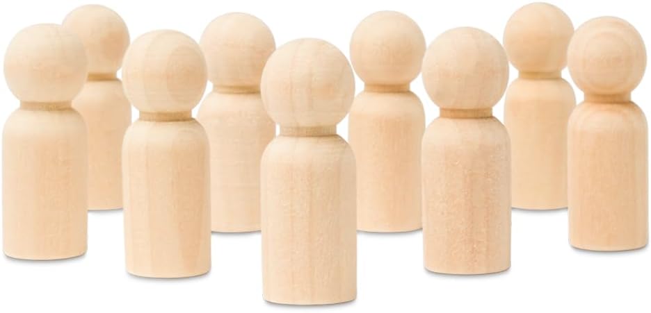 Woodpeckers Small Wooden Peg Dolls Unfinished 1-11/16 inch, Boy Shape, Pack of 25 Birch Wood Peg People for Crafting and Small World Play