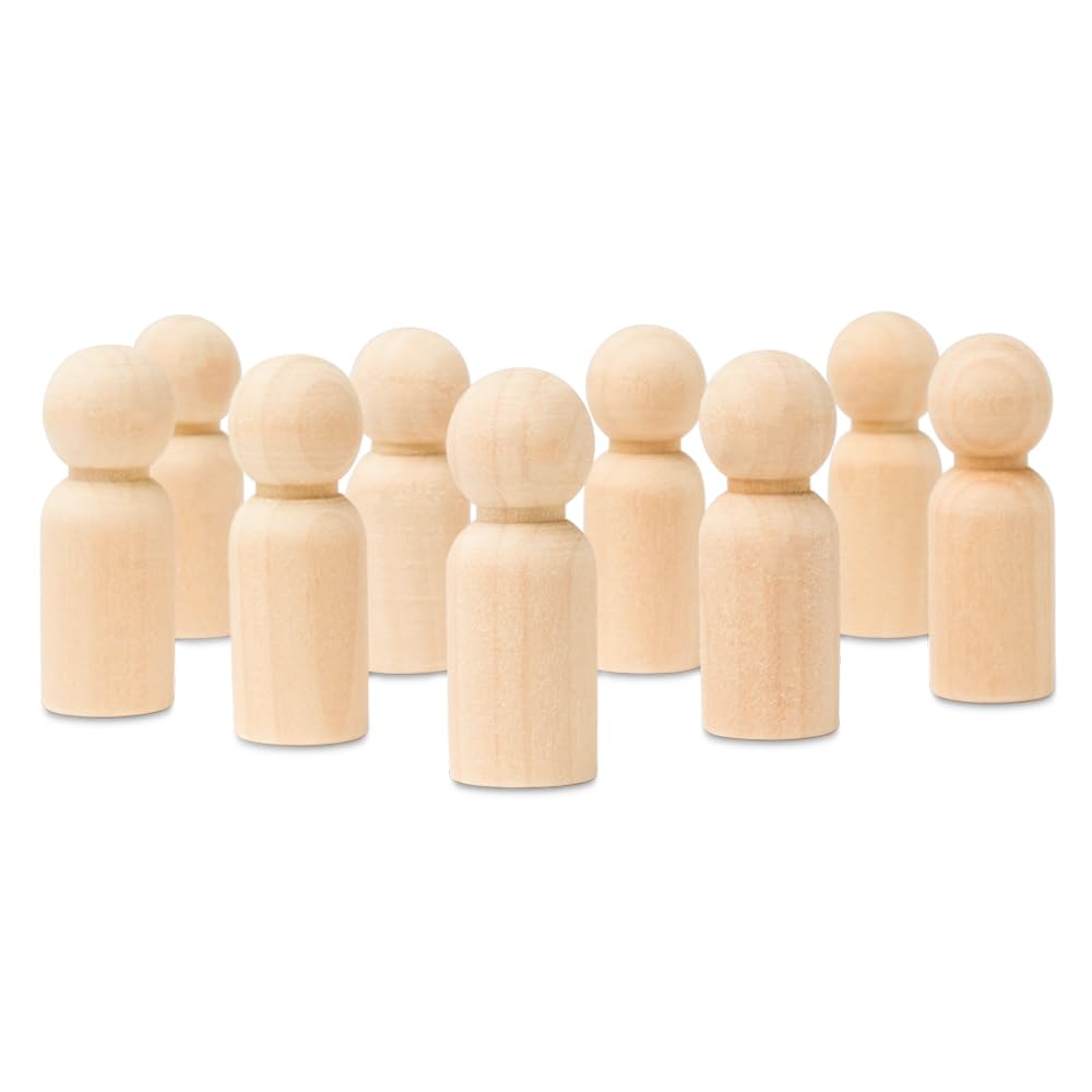 Woodpeckers Small Wooden Peg Dolls Unfinished 1-11/16 inch, Boy Shape, Pack of 25 Birch Wood Peg People for Crafting and Small World Play