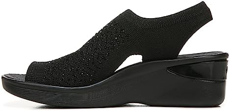 BZees Womens Star Bright Slingback Wedge Sandal, Black, 9 US | Image 4