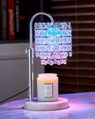 Candle Warmer Lamp with Timer & Dimmable Crystals Candle Lamp Warmer with RGB Mode, Adjustable Height Electric Candle Warmer with 3 Bulbs for Women Mom House Warming Gifts New Home Room Decor