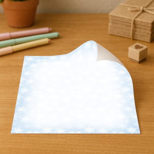 Blue Snowflakes Holiday Stationery Paper – 80 Sheets – Light Blue Frosted Border Holiday Letterhead for Christmas Letters, Winter Events & Seasonal Greetings – Inkjet & Laser Printer Compatible - Image 5