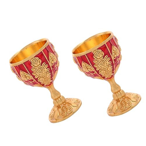 Amosfun 4 Pièces Verres à Vin Mini Verres à Liqueur Calice De Vin Rouge De Fête Verrerie D'époque Verres à Shampoing Tasses à Griller Tasse Décor Vintage Coupe Sacrée Alliage De Zinc