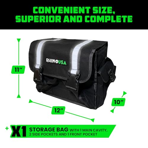 Rhino USA Recovery Gear Storage Bag (Black) - Ultimate Recovery Kit Bag for Organization in Your Vehicle - Use With Your Tow Strap, Shackles, Snatch Block or Anything You Desire - Guaranteed For Life!