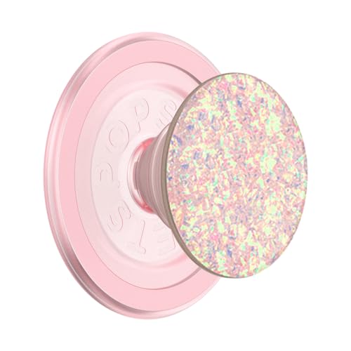 Image of PopSockets Phone Grip Compatible with MagSafe, Phone Holder, Wireless Charging Compatible - Iridescent Confetti Rose