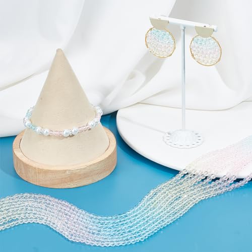 SUNNYCLUE 1 Box About 900-950Pcs Rainbow Glass Beads Bulk Round Glass Crystal Beads Multi-colour Light Sky Blue Clear Transparent Cute Bead for jewellery Making Diy Craft Necklace Bracelet Women Adult - Image 4