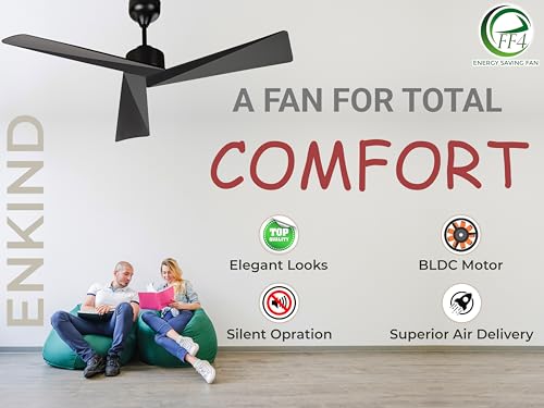 Image of eFF4 Fabulous 1320mm 3 Blade 5 Star BLDC Ceiling Fan, Black, Aerodynamic ABS Blades
