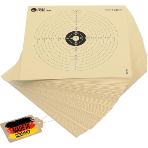 250 Luftgewehrscheiben 14x14 cm aus Spezialkarton – Zielscheiben für Luftgewehr und Luftpistole – 12-Kreis-Scheiben für Training & Wettkampf – präzise Treffer – passend für Kugelfang