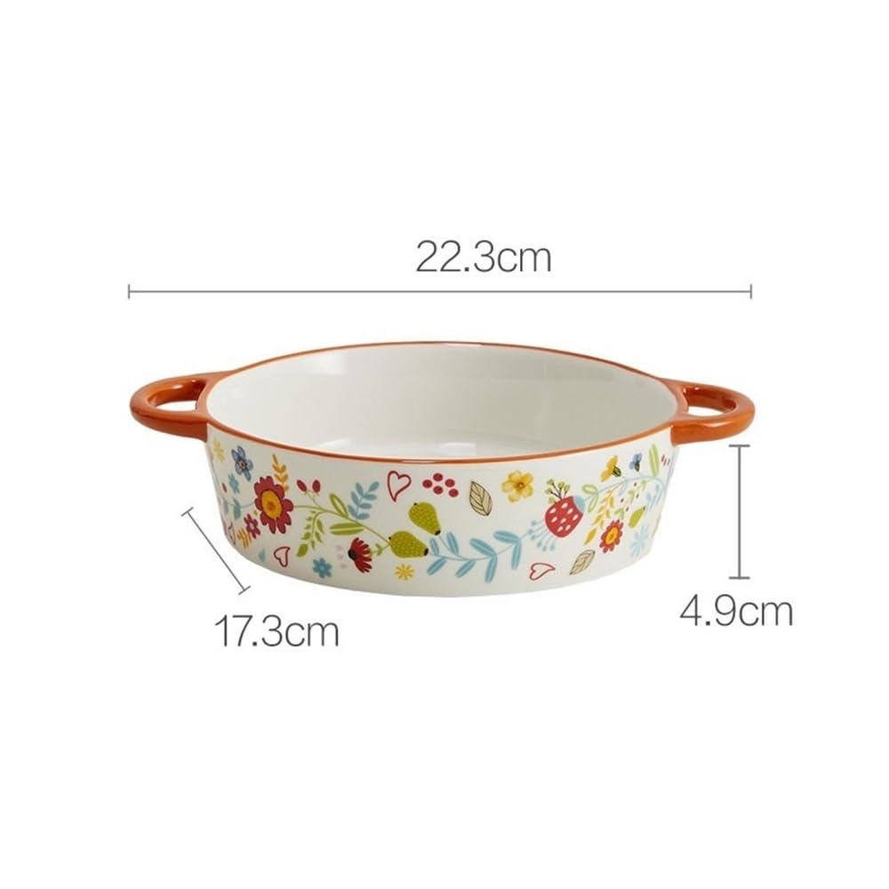 Naczynia do pieczenia Ceramiczna forma do pieczenia Double Ear w stylu rustykalnym, do kuchenki mikrofalowej, specjalna miska duża
