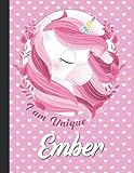 Ember I am Unique Personalized cute Kawaii unicorn Sketchbook For Girls With their Name,Kindergarten...