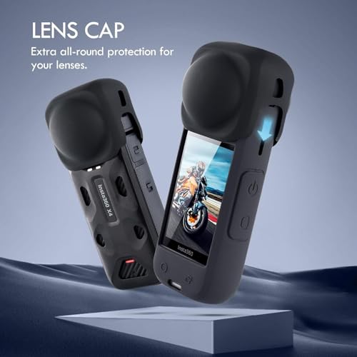 Image of VERTUS Removable Silicone Lens Cap for Insta 360 X5 / X4 Lens Guard (Black)