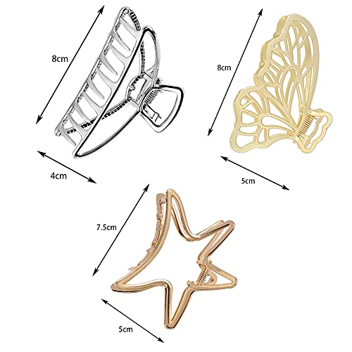 3 eleganti fermagli per capelli in metallo, Pinze