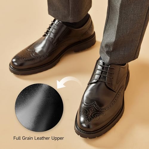 BEAU TODAY Mens Dress Shoes, Business Casual Oxford Shoes for Men, Formal Brogue Wingtip Men Shoes, Genuine Leather Comfortable Shoes for Men3