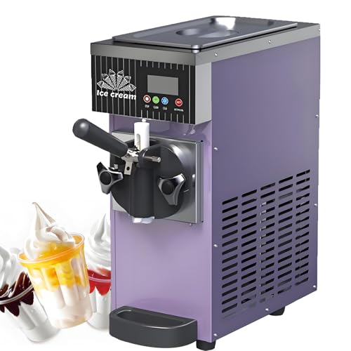 Macchina per Gelato Soft per Uso Commerciale e Domestico, 4-5 kg/h, Schermo LCD Touch, autopulizia, Sistema di preraffreddamento, da banco, Design Professionale in Metallo,Purple-220V