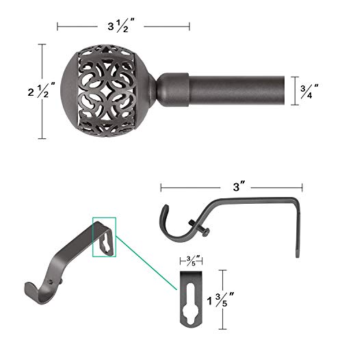 image for Turquoize Decorative Curtain Rods for Windows Adjusts Rod Length 28 to