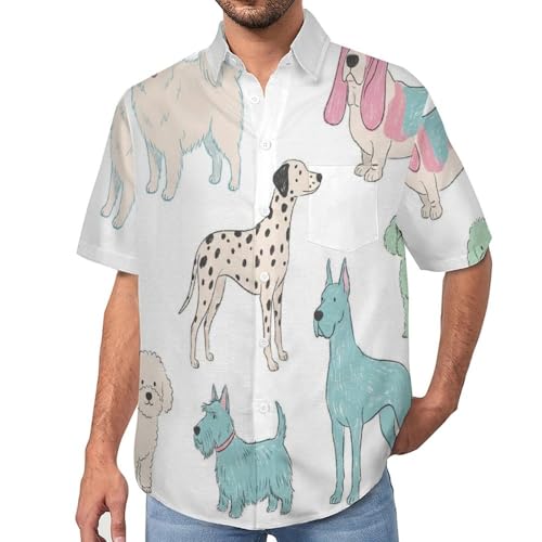 Camisa de manga corta para hombre con divertido estampado de perros 3D
