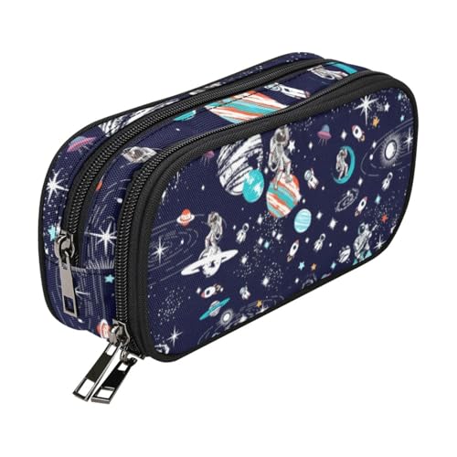 Image of ANANGTEE Space Astronauts Music Pencil Pouch Case for Teen Boys Men 10 | Human Makeup Bag Clutch for Women, Large Capacity Canvas School Suppies Zipper, Office Desk Soft Organizer Pen Box