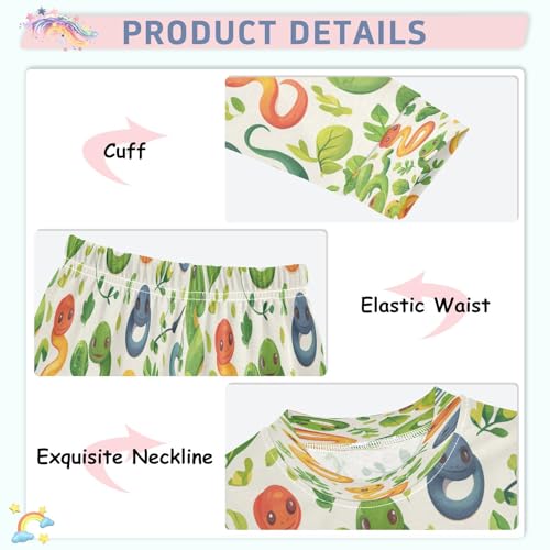 Pajama Sets Long Sleeve Cute Colorful Snake Pattern Soft Comfy Sleepwear 2 Piece PJS 3-8T4