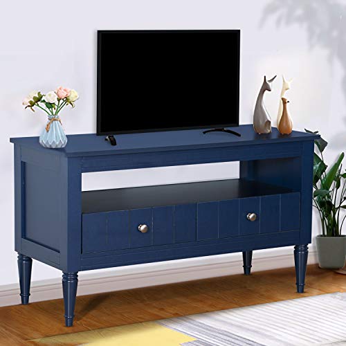 Pellebant 40 Inch TV Stand Media Console Table with Wood Storage Cabinet, Modern Entertainment Center for Flat Screen TV, Gaming Consoles in Living Room, Entertainment Room, Blue