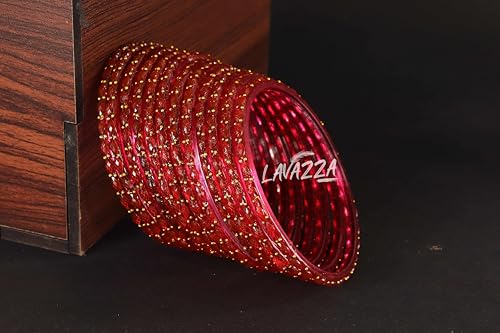 Image of LAVAZZA Raindrop Glass Bangles Set For Women & Girls with Zircon Diamond Stone & Beads | Trendy Transparent Crystal Glass Bangles | Fancy Kanch ki Chudi Set | Bangles for Wedding, Party- Set of 12
