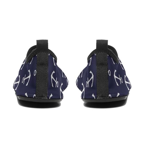 Nautical Navy Blue Anchor Water Shoes Quick-Dry Sports Barefoot Shoes Swim Shoes Slip-on for Beach Pool Yoga3
