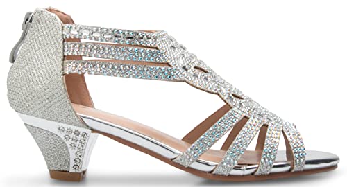 Image of Olivia K Girl's Cute Adorable Strappy Glitter Open Toe Heel Sandals - Adjustable buckle