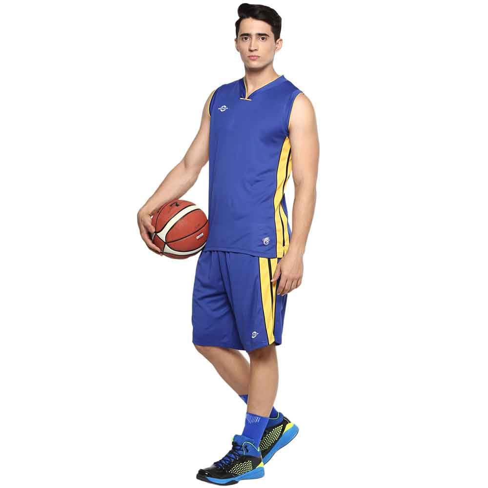 Nivia Panther Basketball Jersey Set for Men (XXL, Royal Blue/Lemon Yellow)
