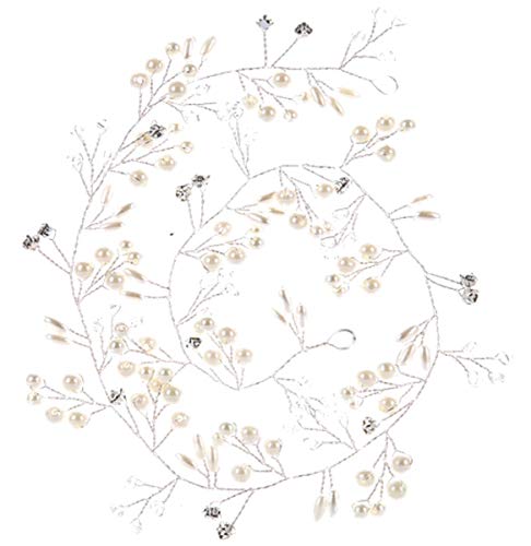 Preisvergleich Produktbild Damen Haarschmuck Haarband Haarreif Haarbänder Haardeko Perlen Blätter Blatt Hochzeit Braut silber Edelschmuck Schmuck Accessoires (Haarband silber)